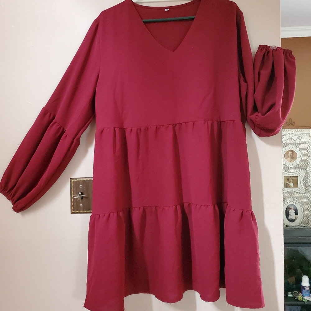 Boho style burgundy tunic